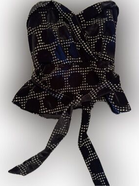 NWT Anthropologie Eva Franco Sz Medium Black Strapless Peplum Top w/ belt